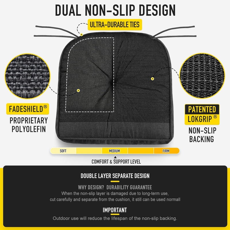 SUNROX Memory Foam Non Slip Rocking Chair Cushion, FadeShield Water Resistant Thicken Durable Tufted Pads, Set of Seat & Back Cushion with Ties for Indoor/Outdoor Rocker, 2 Piece, Midnight - Image 5